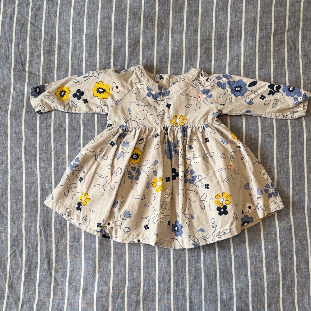 Kids Velvet Floral Long-Sleeve Dress